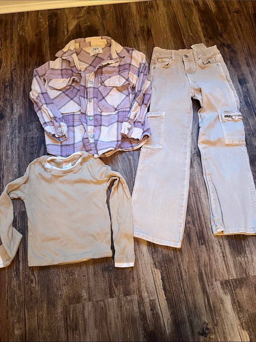 Zara size 8-9 Plaid Shirt, jeans & shirt 3 pieces